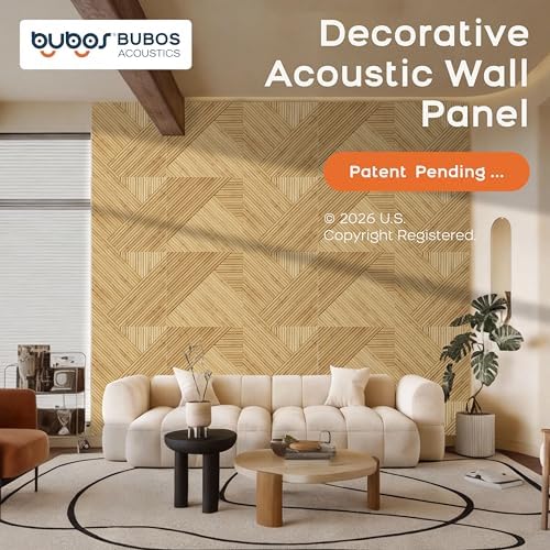 BUBOS 6-Pack Acoustic Panels, Wood Grain Sound Absorbing Panels, 23.6x23.6