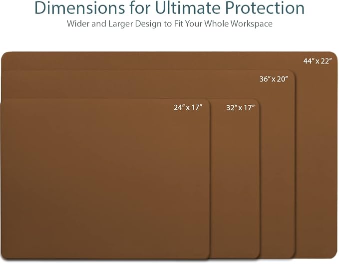 Vine Creations Leather Desk Pad - Large 36" x 20", Desk Protector with PU Leather, Mouse Pad, Blotter for Office (Brown)