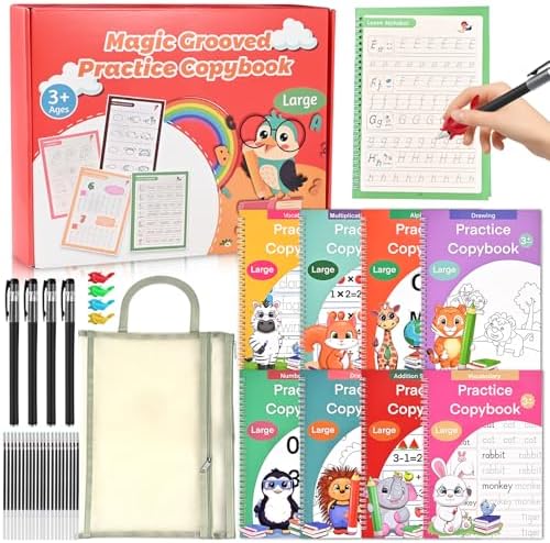 Grooved Handwriting Practice Books for Kids Ages 3–8, Tracing Workbooks