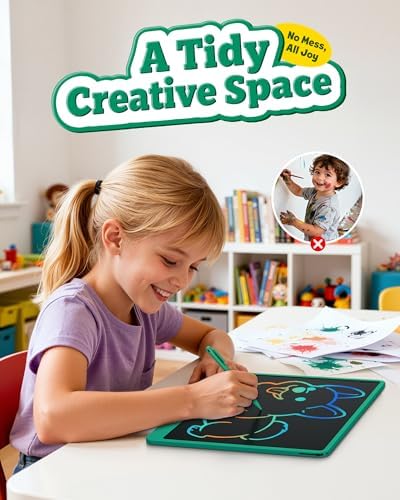 Bravokids 16 Inch LCD Writing Tablet for 3-8 Year Olds - Electronic Drawing Pad and Doodle Board as Educational Birthday Gifts for Girls and Boys (Green)