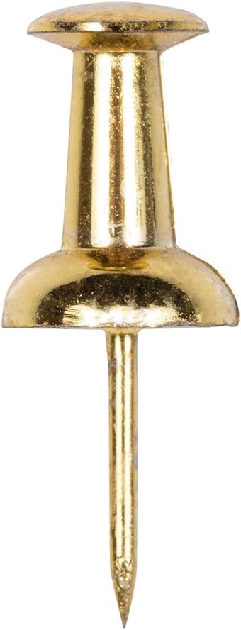 JAM PAPER Colorful Push Pins - Gold Pushpins - 100/Pack