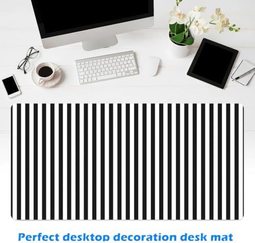 Classic Black White Stripes Desk Mat Large Gaming Mouse Pad