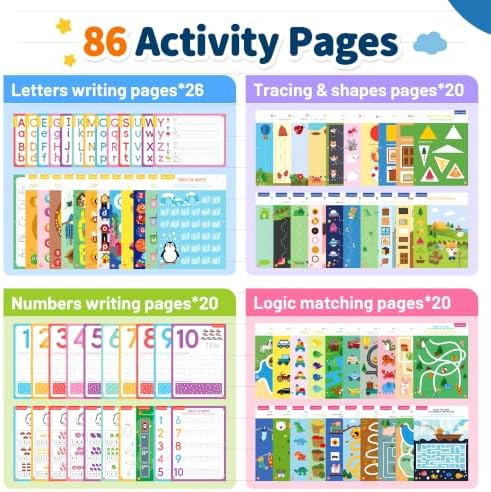 YPLUS Magic Grooved Writing Practice Books for Kids Ages 3-8