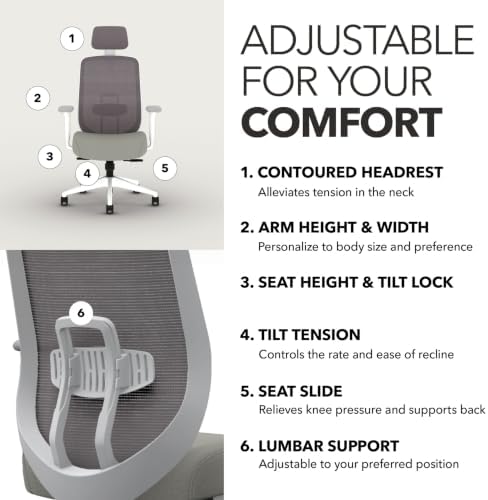 HON Altern Ergonomic Office Chair, Office Desk Computer Chair, Fog