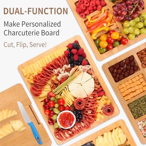 CAWIU Portable Charcuterie Board with Lid, Travel Cheese Board & Snack Tray