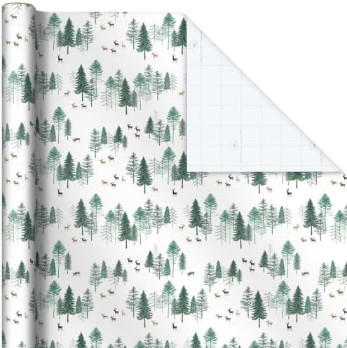 Hallmark Christmas Wrapping Paper, 2 Rolls (Pine Cones on Kraft, Trees)
