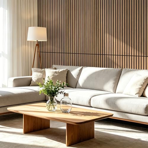 Art3d 47 x 23.6 Inch Acoustic Wood Slat Wall Panel, 4-Pack, Deep Walnut