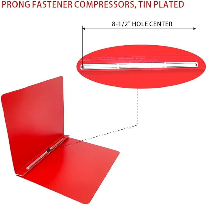 Fiberboard Binder, 8.5 Inch Centers, 3 Inch Capacity, Letter Size, for Pressboard Report Cover,12 per Box (Red) (Color)