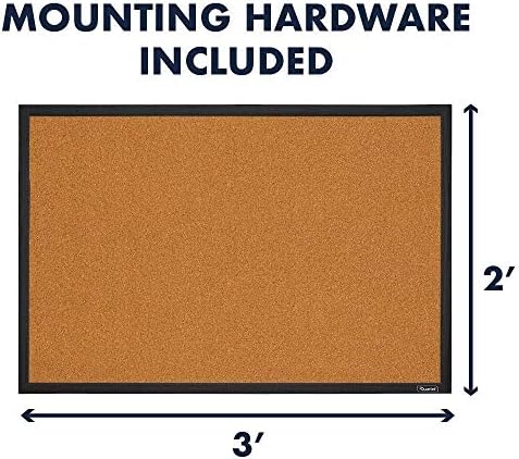 Quartet Cork Bulletin Board, Framed Corkboard, 2' x 3', Black Frame, Message Board, Vision Board (MWDB2436-BK)