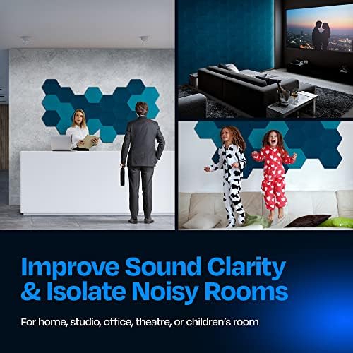 Acoustic Panels 12-Pack Soundproof Wall Panels 12"X10.4"X0.4" Sound Panels High Density Sound Dampening Panels - [Ocean Turquoise Hexagon]