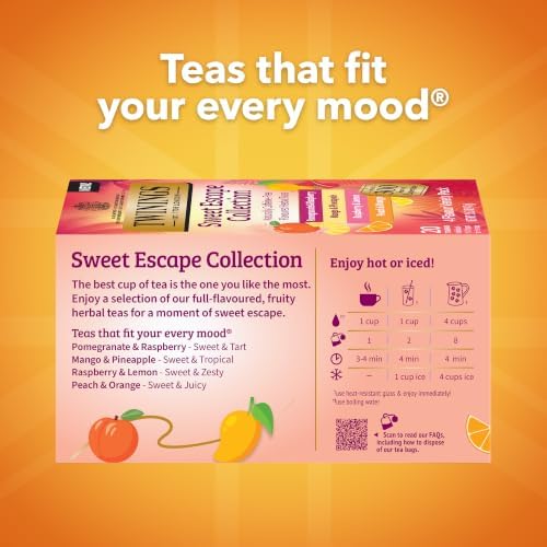 Twinings Sweet Escape Fruity Herbal Tea Variety, 20 Count, Pack of 6