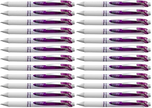 Pentel EnerGel Pearl Deluxe RTX Retractable Liquid Gel Pen, (0.7mm), Accent, Violet Ink, Box of 12 (BL77PW-V) (Pack of 2)