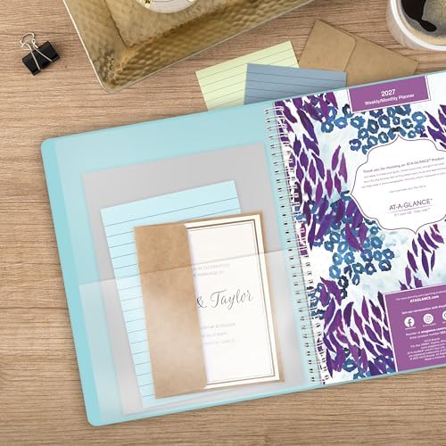 AT-A-GLANCE 2027 Appointment Book Planner, Weekly & Monthly, 13-Month Jan-Jan, 8.5" x 11", Hourly, Wild Washes, Teal (523-905-27)