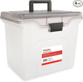Staples File Box Portable Tote, Letter Size, Clear, 4/Carton | Lightweight storage tote for transporting and organizing hanging files.