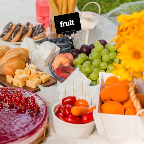 20Pack Mini Chalkboard Signs with Rotatable Clip, Erasable Double Sided Blackboard Clips Plastic Merchandise Sign Display Clip Holder for Food, Store Signs Displays (Black)