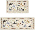 Boho Cushioned Anti Fatigue Mats for Kitchen Floor,Farmhouse Beige Floral Animal Cat Non-Slip Water Resistant Runner Comfort Foam Standing Rugs Non Skid for Home Sink,Office,Laundry 17"x47"+17"x30"