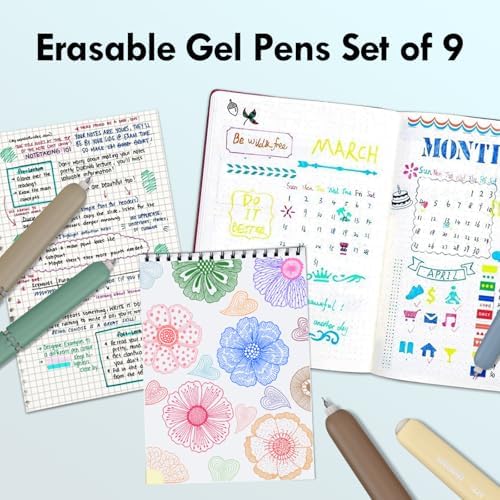 Erasable Gel Pens, 9 Pack Morandi Colors, 0.6mm Fine Point