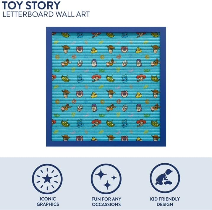 Disney Pixar Toy Story 12"x12" Letter Board,Message Board Sign for Desk, Room Decor, Quotes, Notes & Personalized Display,Includes 145 Characters