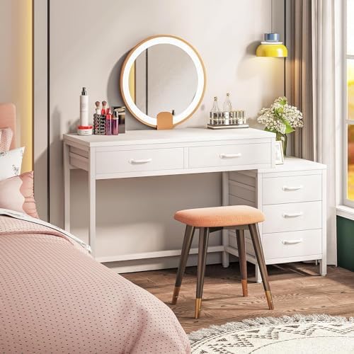 Tribesigns Computer Desk with 5 Drawers, Reversible Home Office Desks