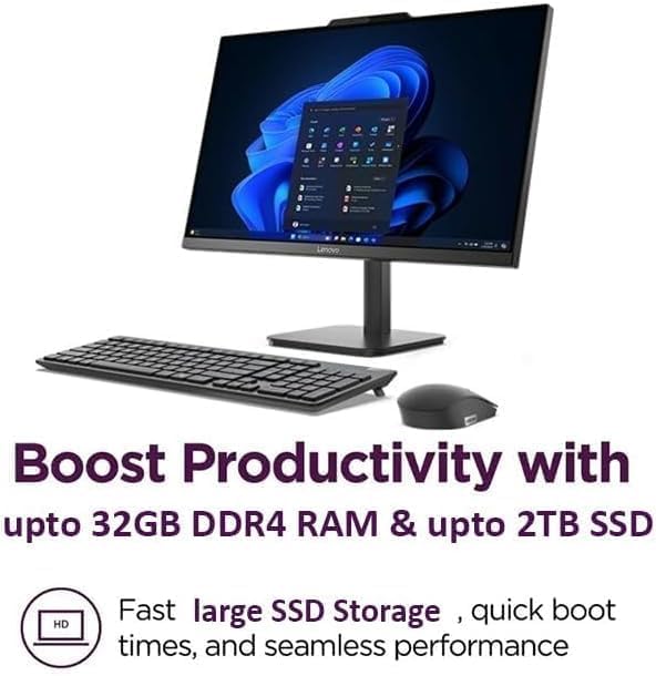 Lenovo 24" All-in-One Desktop Computer | Intel Core i3-N305 (8 Cores, Beat i5-1140G7) | 16GB RAM, 1TB SSD | WiFi 6 | UHD Graphics | Stunning IPS FHD Display, Lifetime Office 365 for Web