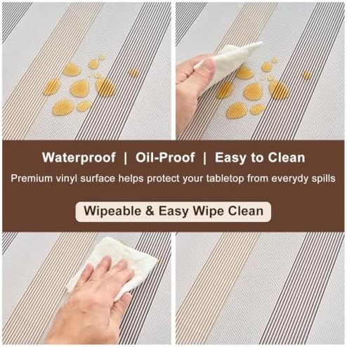 LIBERECOO Heavy Duty Vinyl Tablecloth with Flannel Backing Waterproof Oil-Proof Plastic Table Cloth Stain-Resistant Wipeable Rectangle or Square Table Cover for Indoor and Outdoor 54 x 54 Inch