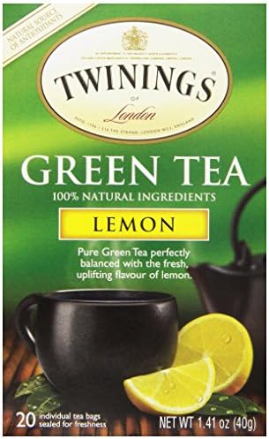 Twinings Green Tea with Lemon - Flavorful Green Tea with Lemon Pieces, Caffeinated Tea Bags Individually Wrapped, 20 Count (Pack of 3)