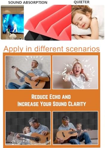 Acoustic Foams Panels 24 Pack 2" x 12"x 12" Sound Proof Foam Panels for Walls High Density and Fire Resistant Soundproofing Panels Soundproof Studio Wedges Sound Dampening Panels