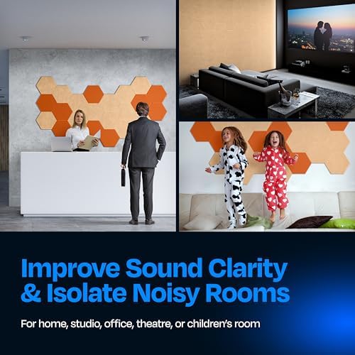 Acoustic Panels 12-Pack Soundproof Wall Panels 14"X12.1"X0.4" Sound Panels High Density Sound Dampening Panels - [Soft Camel Hexagon]