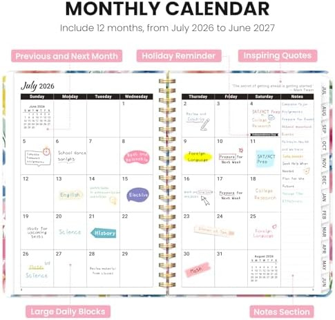 ZOTIA Planner 2026-2027 Jul 2026-Jun 2027 Academic Monthly & Weekly Planner