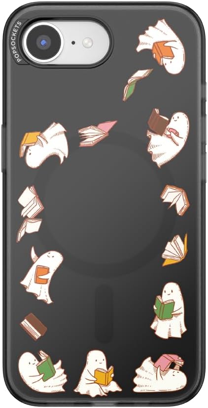 PopSockets iPhone 16/17E Phone Case with MagSafe- Spooky Book Club | Magnetic, Wireless Charging, Camera & Drop Protection, Witchy, Halloween, Horror