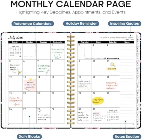 Planner 2026-2027, Monthly & Weekly Jul 2026-Jun 2027 Calendar Planner