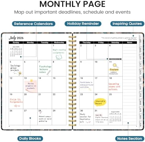 Planner 2026-2027, Jul 2026-Jun 2027 Academic Monthly & Weekly Planner | 6.3" x 8.5" Hardcover Pretty Calendar Planner for Women, Spiral Organizer for School Office Home Supplies, Royal Flowers