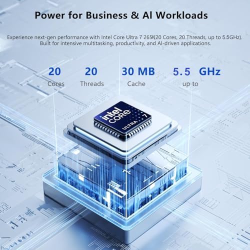 Lenovo IdeaCentre Tower Desktop Computer • 20-core Intel Ultra 7 265K Processor • 64GB DDR5 • 1TB SSD • Office 365 for The Web • HDMI + VGA, Wi-Fi 6E • Wired Keyboard & Mouse • Windows 11