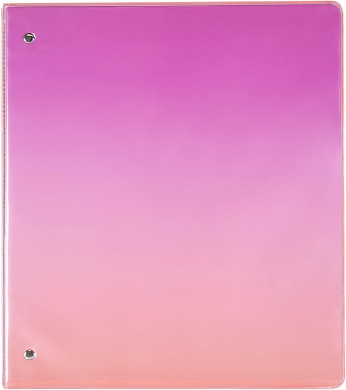 Yoobi 3 Ring Coral Ombre Binder - 1 Inch Binder with Round D Rings and 2 Pockets, Durable, PVC-Free Organizer with 220 Sheets Capacity, FSC Certified Packaging and Paper