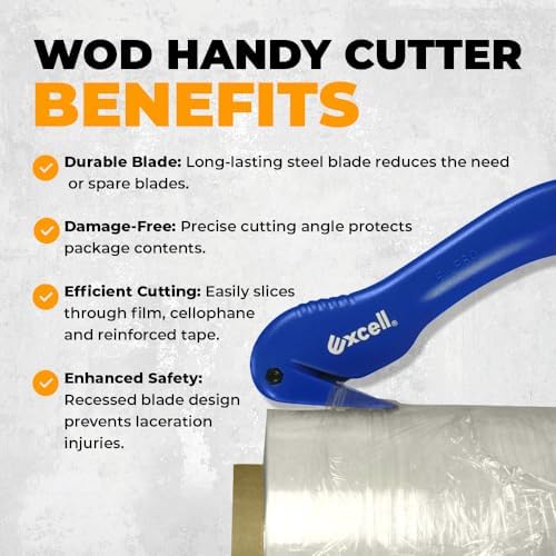 WOD SD-259B Disposable Handy Cutter Package Opener, Stretch Film Shrink Wrap Safety Box Cutters & Strapping Speedy Safety Cutter - Ideal for Office & Commercial Use