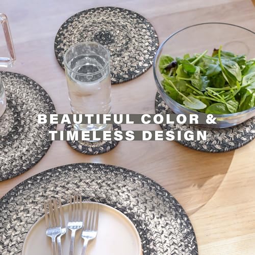 Homespice Flint Hill Braided Trivets for Primitive Decor, Round 8" Set of 6