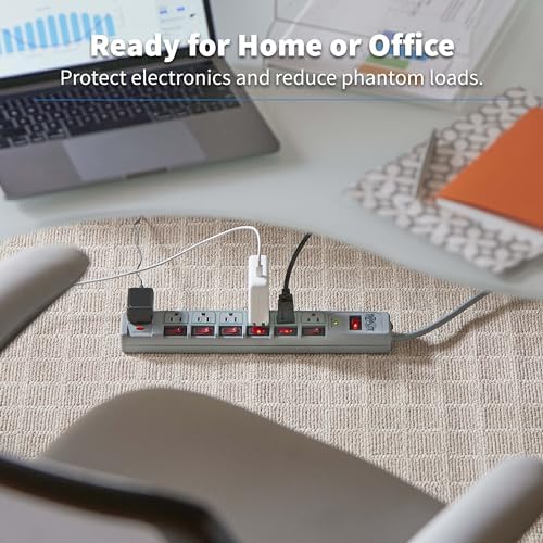 Tripp Lite 7-Outlet Surge Protector Power Strip with 6 Individually Controlled Switches, 6 Foot / 1.83M Cord, Lifetime Limited Warranty & $25,000 Insurance (TLP76MSG)