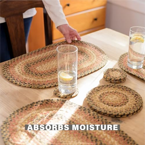 Homespice Russet Jute Braided Coasters for Country Decor, Round 4" Set of 6