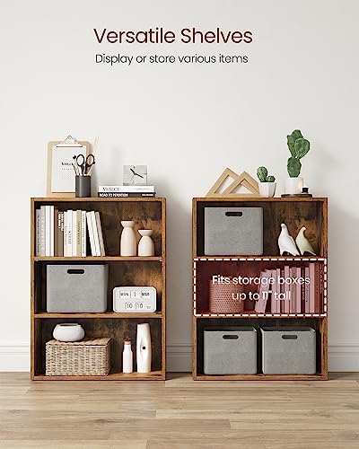 VASAGLE Set of 2 Bookshelves, 3-Tier Open, 23.6 Inches Wide