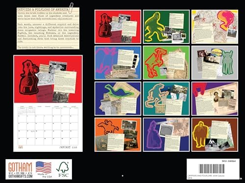 Folklore And Cryptid Calendar 2026 Monthly Wall Calender 12 Month | American Made In The USA