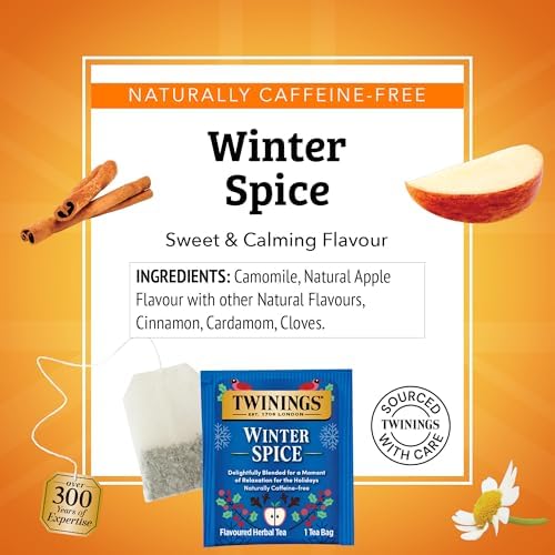 Twinings Winter Spice Camomile Apple Spiced Herbal Tea Bags, 20 CT (6 Pack)