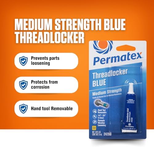 Permatex 24200 Medium Strength Threadlocker Blue, 6 ml, Automotive Threadlocker For Preventing Bolts From Loosening And Corrosion, Removable With Hand Tools