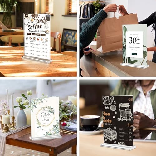 Arrobust 8.5x11 Acrylic Sign Holder 3 Pack Vertical Clear Table Menu Signs Holder,