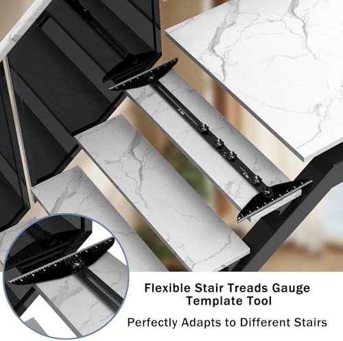 Stair Treads Gauge Template Tool Stair Tread Jig 11-60 inch Length Adjustable, Stair Tread Template Tool Stair Gauge Set Shelf Layout Tool for Stairs, Risers, Shelf and Cutting Drywall