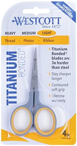 Westcott 4" Sewing Titanium-Bonded Embroidery Scissors, Curved (13865)