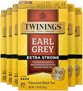 Twinings Earl Grey Extra Strong Black Tea Individually Wrapped Bags, 20 Count (Pack of 6), Flavoured with Citrus and Bergamot, Caffeinated, Enjoy Hot or Iced, 120 Teabags