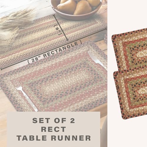 Homespice Gingerbread Jute Braided Table Runner, Rect 8x28 Set of 2