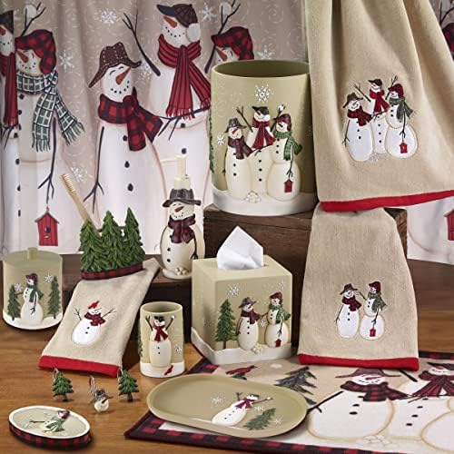 Avanti Linens - Covered Jar, Resin Countertop Accessories, Christmas Decorations (Snowmen Gathering Collection)