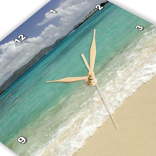 3dRose Wall Clock Silent - 13 inch - USVI, St.Thomas, St. John Bay, Sapphire Beach-CA37 CMI0040 - Cindy Miller Hopkins - Beaches
