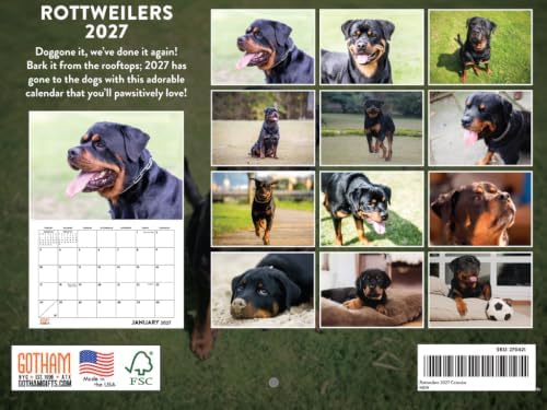 Rottweiler Calendar 2027 Monthly Wall Calender 12 Month